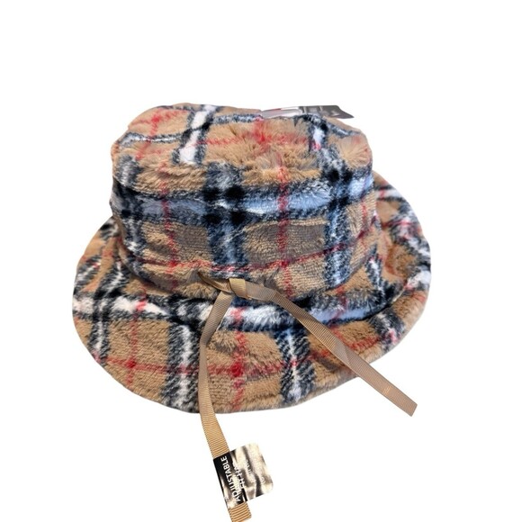 Sprigs Accessories - Sprigs Reversible Faux Fur Bucket Hat A615725 New Plaid Camel
